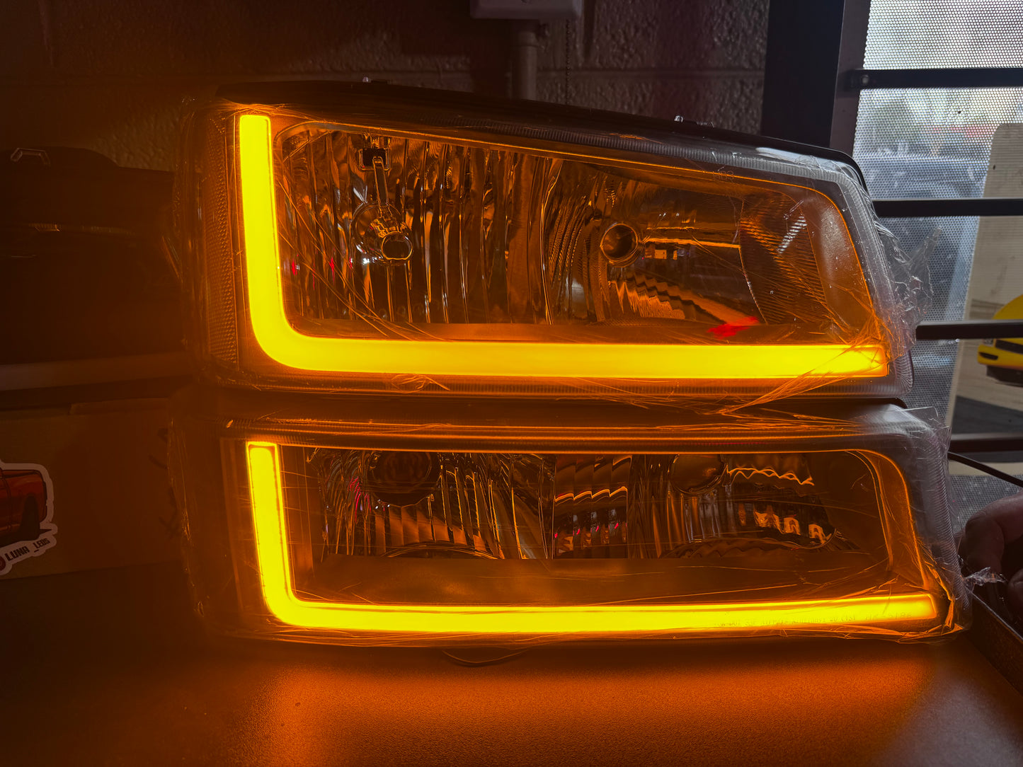Switch back Headlights For 2003-2007 Chevy Silverado Black L LED BAR Headlamps+ Bumper Lamps