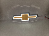 White LED BLACK/GOLD Bowtie Front Grille Emblem Decal Badge Replaces