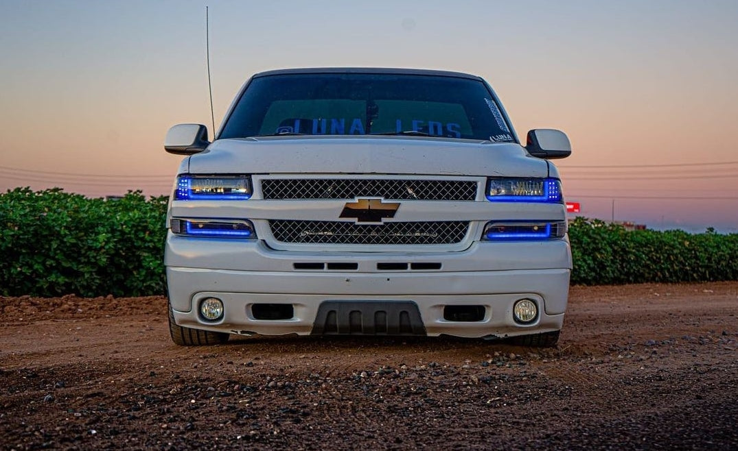 99-02 Chevy Silverado 00-06 Suburban LED DRL Headlights+Bumper Lamp