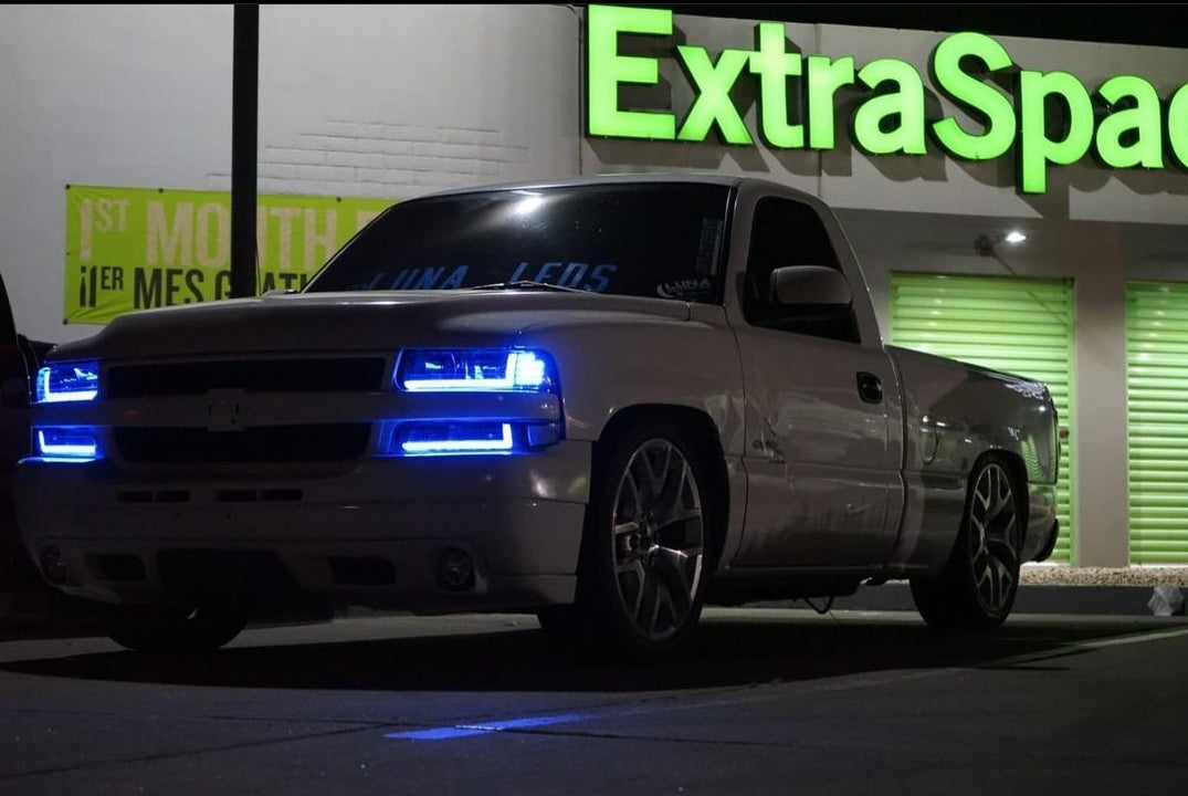 99-02 Chevy Silverado 00-06 Suburban LED DRL Headlights+Bumper Lamp