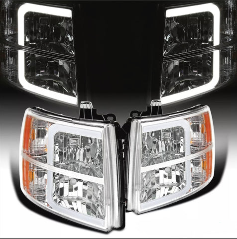 2007-2013 Chevy Silverado 1500 2500HD 3500HD LED Tube Headlights Pair