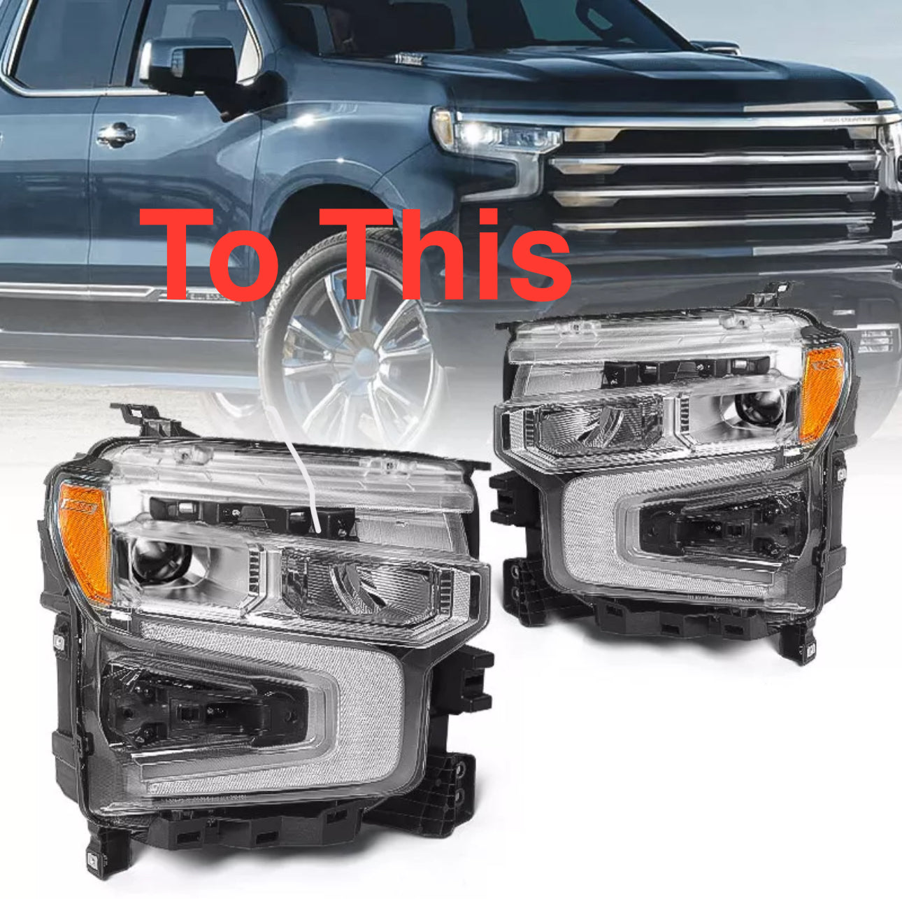 2022 - 2024 Chevy Silverado 1500 And 2024   2500 - 3500 HD Headlight Conversion