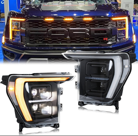 Full LED Headlights for Ford F-150 2021 2022 2023 Front Lamps Set