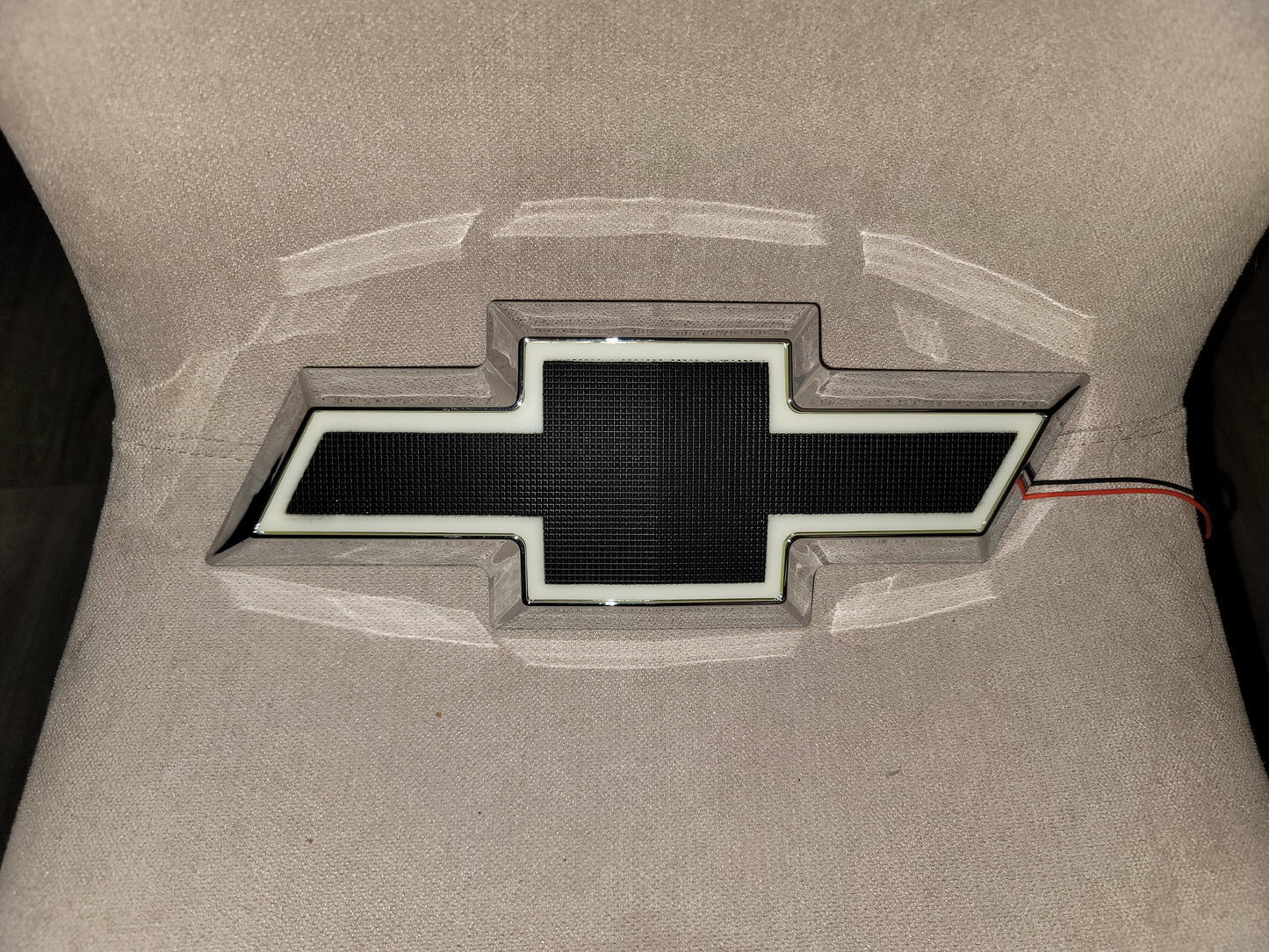 White LED BLACK/GOLD Bowtie Front Grille Emblem Decal Badge Replaces