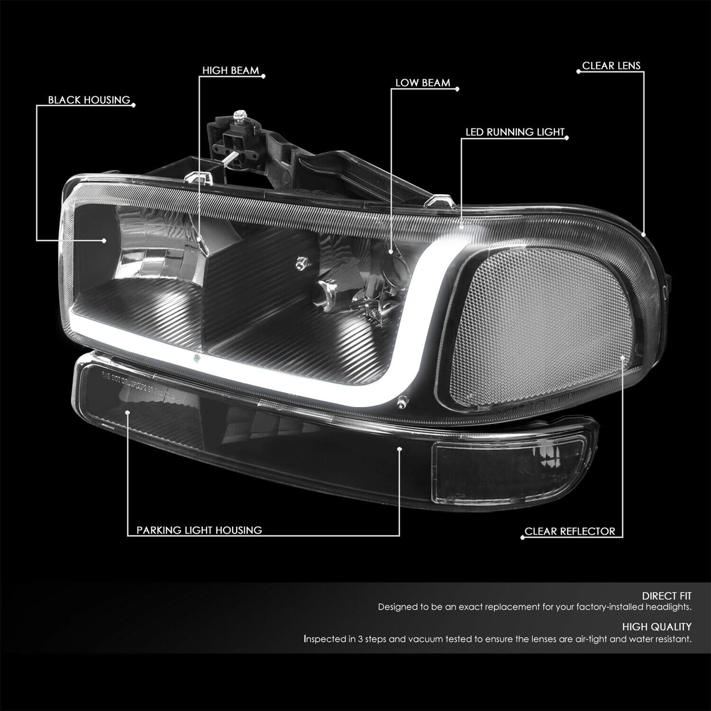 99-07 GMC SIERRA/YUKON LED DRL HEADLIGHTS