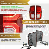 OEM LTZ Style UPGRADE Rear LED Bar Tail Light For 16-18 Chevy Silverado PlugNPlay