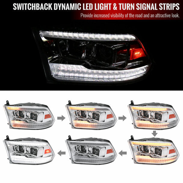 2009-2018 Dodge RAM 1500 / 2019-2021 RAM Classic / 2010-2018 RAM 2500 3500 Switchback Sequential Projector Headlights