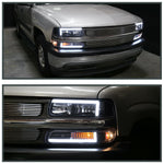 99-02 Chevy Silverado 00-06 Suburban LED DRL Headlights+Bumper Lamp Big C Bar