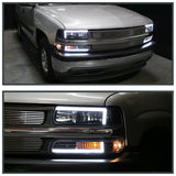 99-02 Chevy Silverado 00-06 Suburban LED DRL Headlights+Bumper Lamp Big C Bar